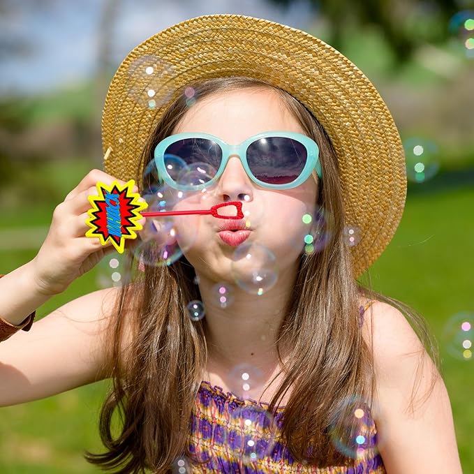 Superhero Party Favors,24Pcs Hero Word Bubble Wands for Kids,Cool Bubble Wand for Superhero Party Supplies,Classroom Prizes Pinata Goodie Bag Stuffers Gift