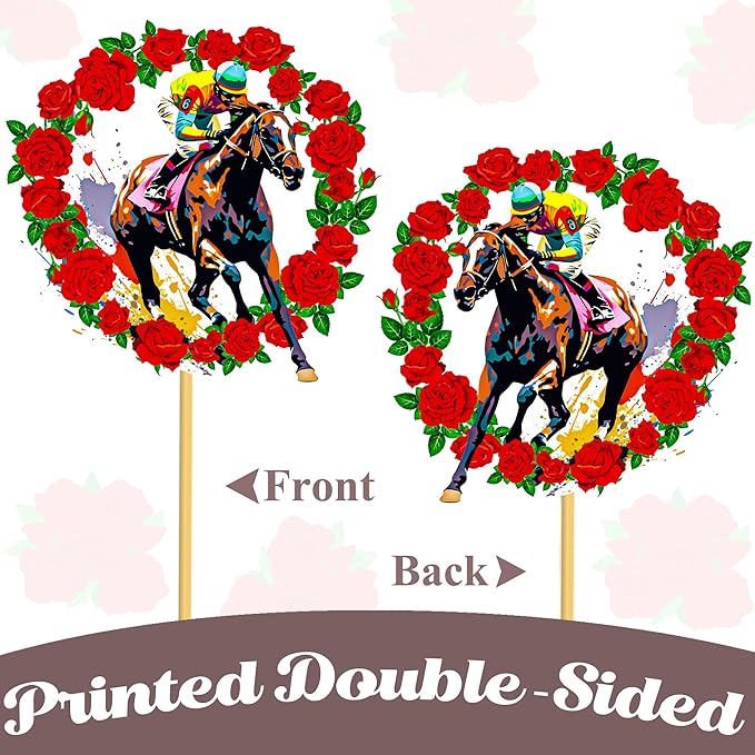 Derby Horse Centerpiece Sticks 25pcs Horse Racing Table Decorations Derby Party Decorations Derby Party Supplies for Horse Racing Party Talk Derby to Me Party Supplies