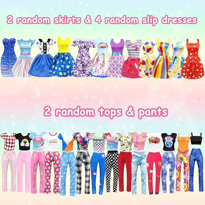 82PCS Doll Clothes and Accessories with Closet for 11.5 Inch Doll - Fashion Design Set Including Wedding Dress Fashion Dresses Outfits Tops and Pants Hangers Bags for Girls