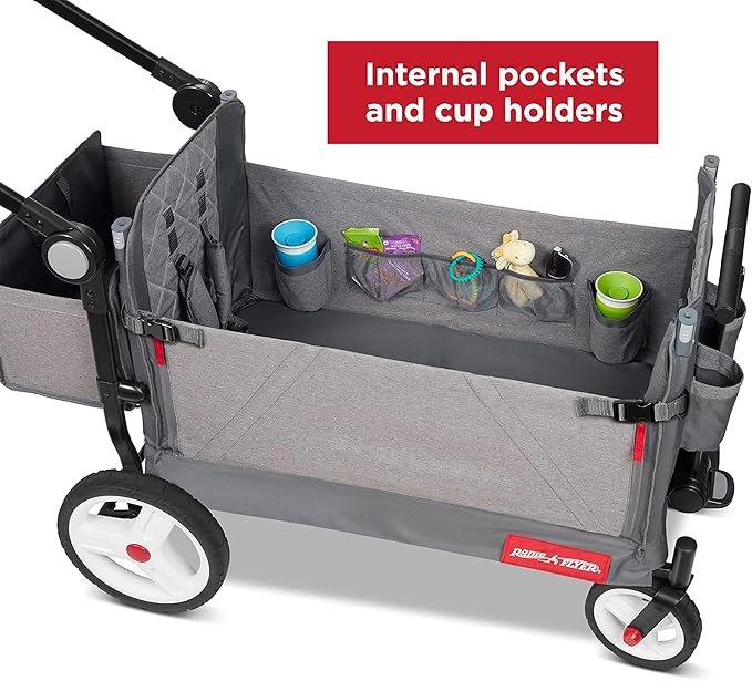 Radio Flyer Odyssey Collapsible Stroll N Wagon with Storage Bag, Light Gray