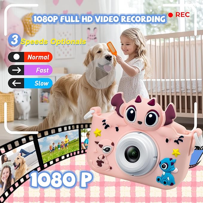 Kids Camera Toddler Digital Camera Little Girls Toy Camera for 3 4 5 7+ Years Old Boys Christmas Birthday Gifts for Kids Digital Camera 40MP Dual Lens 1080P HD Video Selfie Camera 32GB SD Card SP