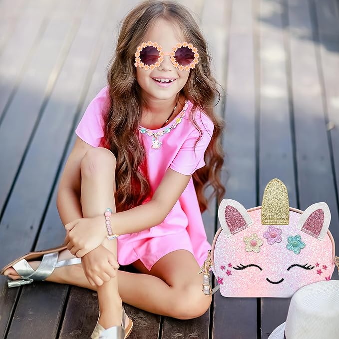 Purse for Little Girls,Girls Jewelry Pretend Play,Unicorn Gifts for girls,Crossbody Bags for Kid