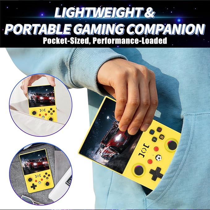 2026 NEW Upgrade R36MAXPRO Retro Handheld Game Console - 4.5 Inch Ultra-Large Screen, Support 18000+Classic Games, 64G TF Card, Linux System, 4000mAh Battery, Birthday Gift for Adult - Yellow