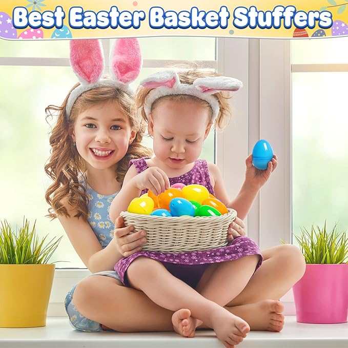 1000 PCS Plastic Easter Eggs Bulk, 2.4" Empty Easter Eggs in 8 Colors, Fillable Easter Egg for Easter Hunt, Basket Stuffers Fillers, Classroom Prizes, Party Favors Supplies Decoration