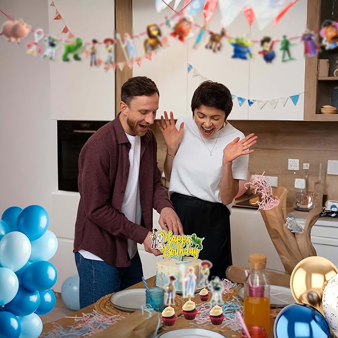 "Toy Stry Theme Birthday Party Supplies – Cartoon Character Decorations Inspired by Woody & Friends – Perfect for Birthday Parties, School Events, Family Gatherings, and Movie-Themed Celebrations"