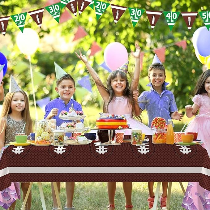 Football Party Decorations Disposable Tablecloth Plastic Touchdown Table Cover for Football Birthday Party Decorations and Games Tailgate Decorations 54 X 108Inch, 2 Pack