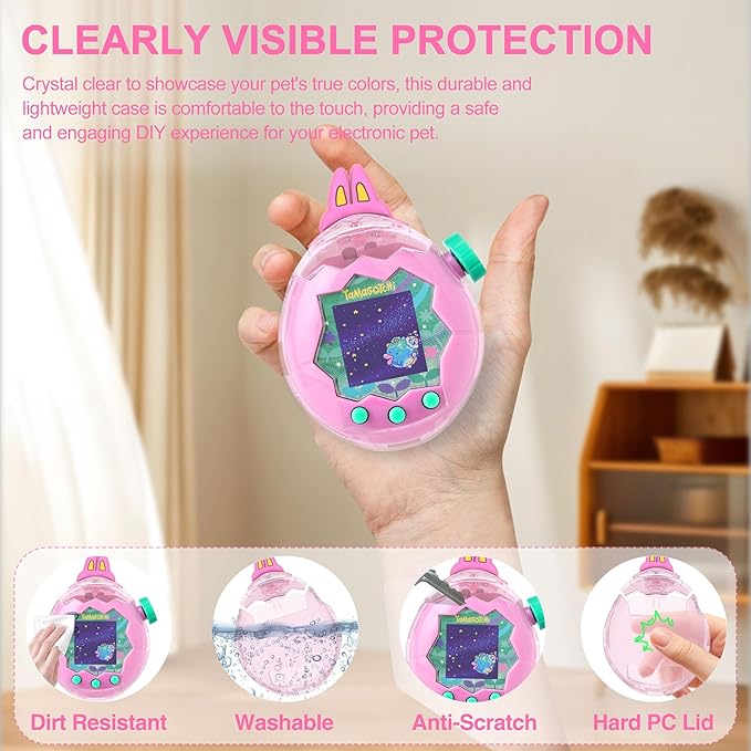 for Tamagotchi Paradise Clear Case and Replacement Lid Set, Ideal for DIY Fans, Collectors and Display, for Paradise Tamagotchi Accessories, with Lanyard (No Device/Film)