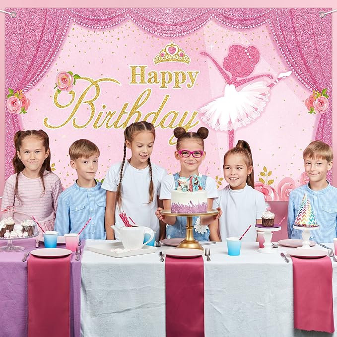 Ballerina Birthday Party Decorations 5 x 3 ft Cute Ballet Photography Backdrops for Girls Birthday Baby Shower Dance Ballerina Party Supplies Decorations