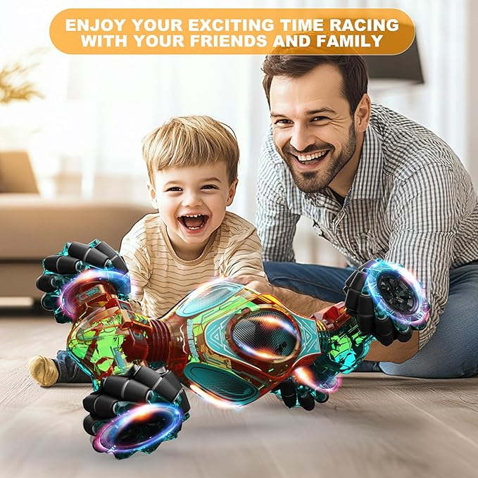 RC Cars, 1:12 Gesture Sensing Stunt Car Toys for Boys Girls 6-12 Year Old, 4WD Hand Remote Control Toy 360° Rotate Transform Off-Road Drift with Lights Sound, Birthday Xmas Gifts for Kids