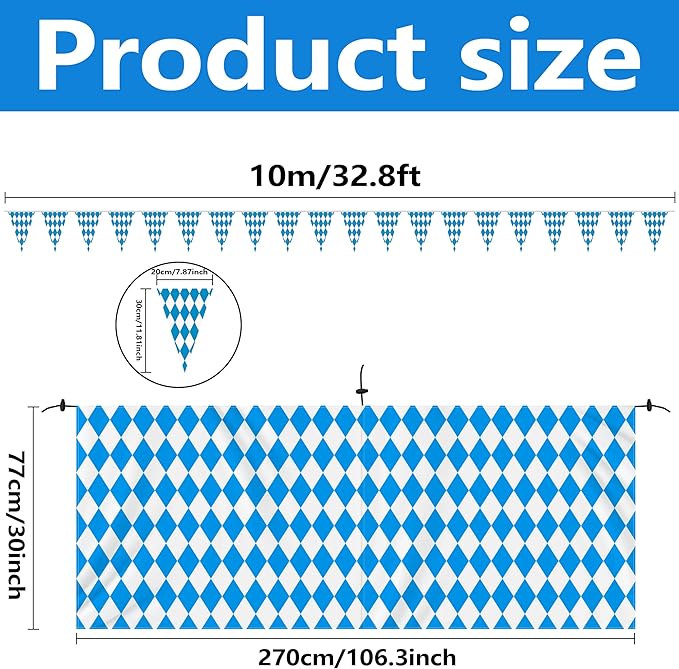 Oktoberfest Fabric Bunting, Oktoberfest Bunting with Oktoberfest Bavarian Pennant Banner for Oktoberfest Party,German Bavarian Beer Festival Decoration Supplies