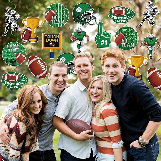 40Pcs Football Hanging Swirl Decorations, Football Party Ceiling Hanging Swirls Super Bowl Game Swirls Streamers for Sports Birthday Super Bowl Game Day Tailgate Party Decor Supplie