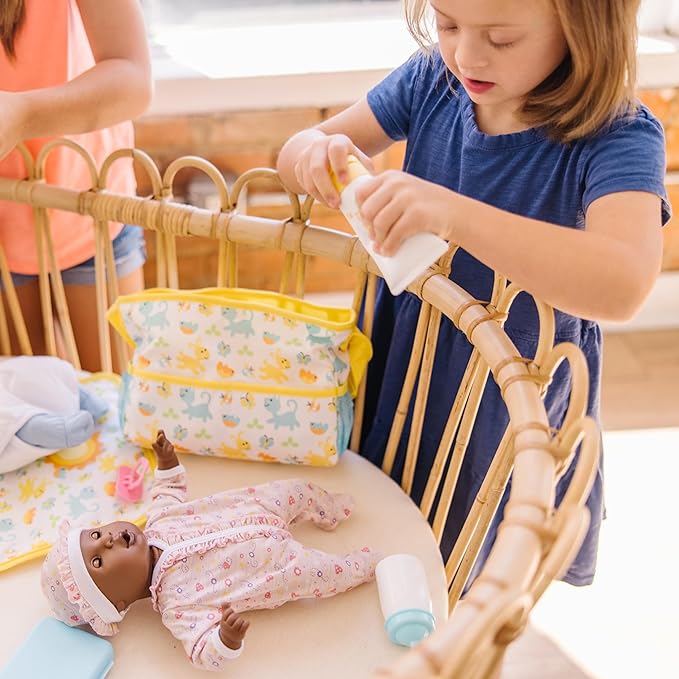 Melissa & Doug Mine to Love Travel Time Play Set for Dolls with Diaper Bag, Bottle, Sunscreen, More (17 pcs) - Baby Doll Accessories, Baby Doll Sets For Kids Ages 3+