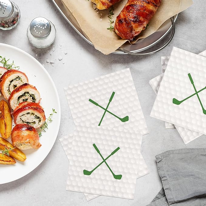 50 Pieces Golf Paper Napkins 13 x 13 Inches Luncheon Napkins Cocktail Napkins Disposable Sports Theme Decorations for Kids Baby Shower,Birthday Party,Golf Theme Party Supplies