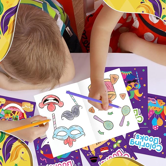 Purim Coloring Books for Kids 24Pcs Bulk Happy Purim Mini Coloring Booklet DIY Art Drawing Book for Toddlers Jewish Carnival Holiday Party Goodie Bags Stuffers Sunday School Classroom Favor