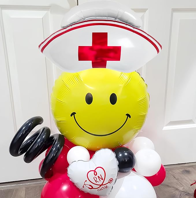 2Pcs Nurse Cap Balloons/Nurse Party Decorations/Nurse Graduation Decorations/Nursing Graduation Party Supplies/Nursing School Graduation Party Decorations/Nurse Balloons