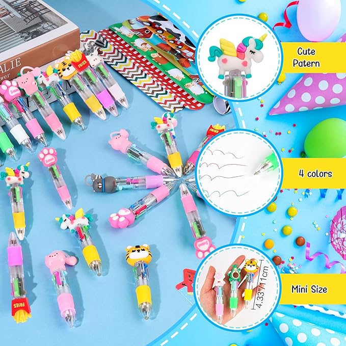 Stationery Party Pack, 24 Pack Birthday Goodie Bags with Multicolor Pen Mini Notebooks for Goodie Bag Easter Classroom Gifts Kids Class Rewards Prizes