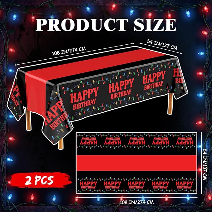 2 Pcs Birthday Party Decorations Plastic Cute Birthday Tablecloth 108 x 54 Inches Disposable Rectangle Tablecover for Boys Girls Kids Baby Shower Party Supplies (Strange Themed)