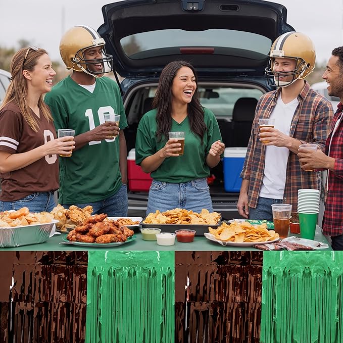 OHOME Football Party Decorations for Super Game Bowl 2026-2 Pack Green Brown Streamers Banner |Football Party Favors Supplies Decor Indoor Outdoor - Game Day Birthday Backdrop for Wall Home,10 FT