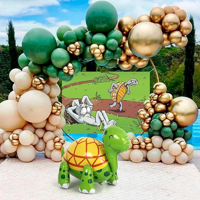 Green Turtle Balloon, 26 Inch Large Walking Tortoise Foil Balloon, Green Balloons for Turtles Birthday Party Pet Themed Party St. Patrick's Day Decoration