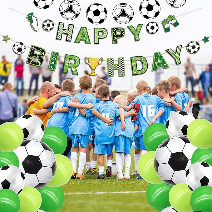 Soccer Birthday Party Decorations Soccer Balloons Banner For Men’s Boy’s Birthday Party Sports Theme Party Football Theme Party Supplies