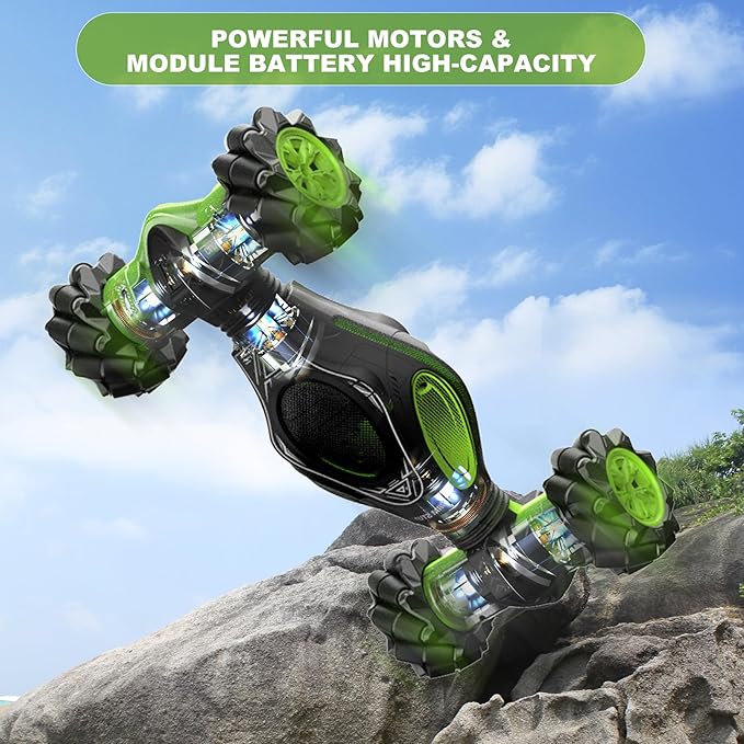 1:12 Scale Gesture Sensing RC Stunt Car for Boys 6-12, 4WD Remote Control Toy with Lights Sound, Best Birthday Gift for Kids, 2.4Ghz Hand Control Drift Cool Birthday Presents