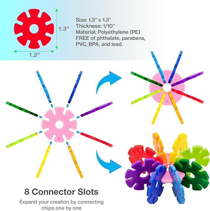 PicassoTiles 550 Piece Building Chips Interlocking Construction Toys Creative Disc Block Toy Kit 3D Stacking Puzzle STEM Learning Early Education for Preschool Montessori Kids Boys Girls Age 3 PTF55