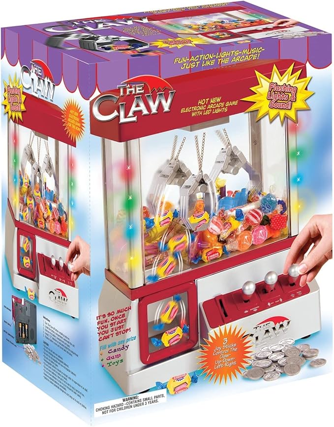 Etna Mini Arcade Claw Machine Game with Lights & Sounds, 14 Inch x 10 Inch, Red
