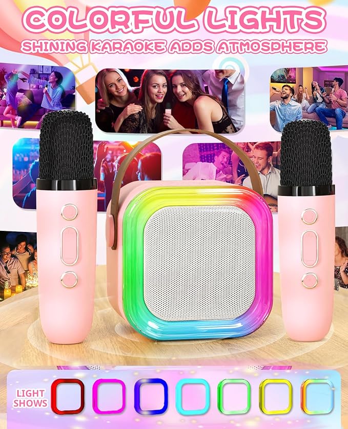 Kids Karaoke Machine for Microphone Toys Gifts for Teen Girls Age 6-8 for Kids 4 5 7 9 6 8 10 Year Old with 2 Microphone Birthday Ideas