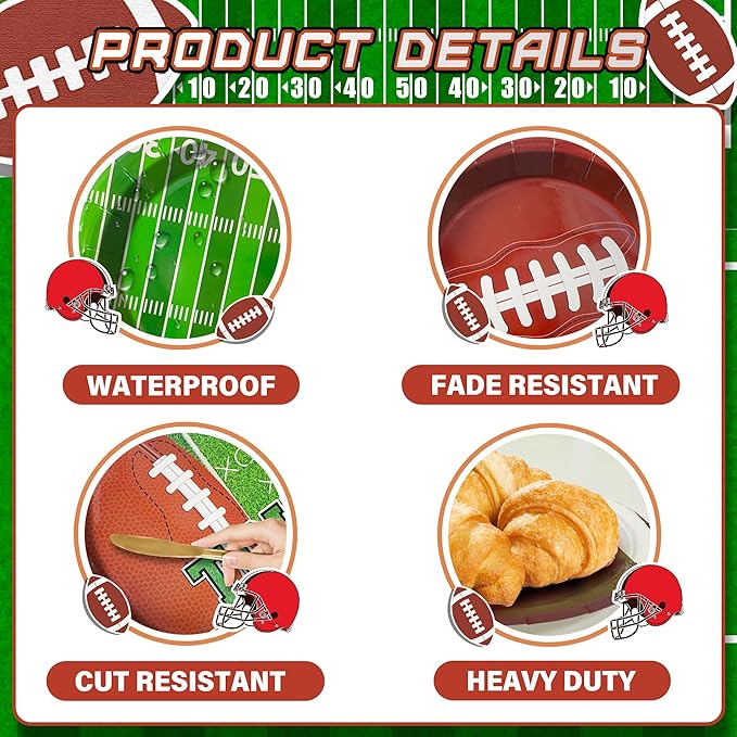 48PCS Football Birthday Party Decorations, 7" Football Party Plates Disposable Paper Plates Football Party Supplies Tableware Set