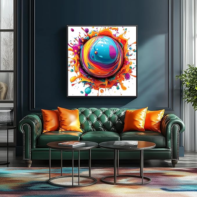 500 Piece Puzzles for Adults - Vibrant Paint Splash Sphere Jigsaw Puzzle, Abstract Art Puzzle for Relaxation & Home Wall Decor 20x20 Inch