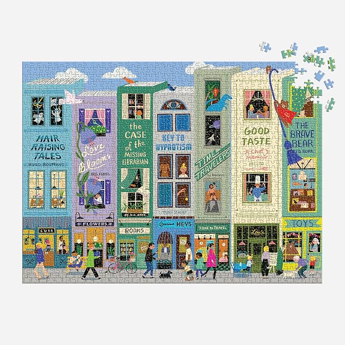 Galison Main Street Books – 1000 Piece Jigsaw Puzzle Featuring Beautiful Artwork of A Book Themed Neighborhood