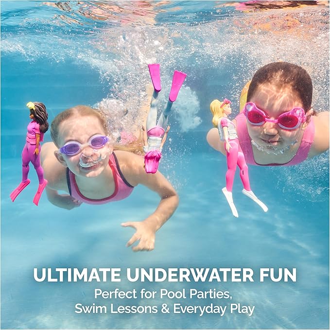 SwimWays Barbie Dive Characters 3-Pack, Swimming Pool Accessories & Kids Pool Toys, Pool Party Supplies & Water Toys for Kids Aged 5 & Up