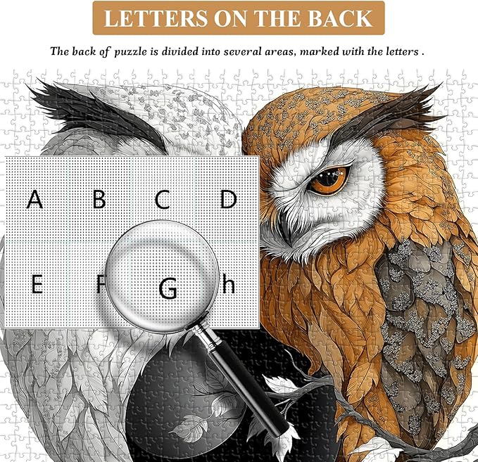 Yin Yang Owl Jigsaw Puzzle 1000 Pieces for Adults,Unique Bird Jigsaw Puzzle Features Dual Owl Balance, Black and White Animal Puzzle,Impossible Owl Home Wall Decor