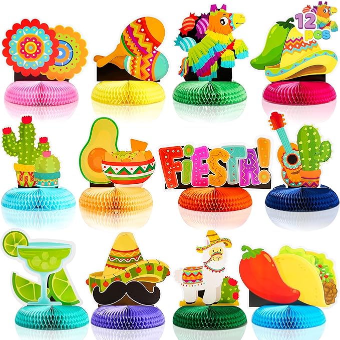 JOYIN 12 Cinco De Mayo Fiesta Honeycomb Table Centerpiece 8.5” for Fun Fiesta Taco Party Supplies, Luau Event Photo Props, Mexican Theme Decoration, Carnivals Festivals, Taco Tuesday Event