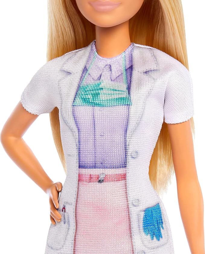 Barbie Dentist with Blonde Fashion Doll with Blue Dress and Lab Coat, 1 Kid Doll, Medical Doctor Furniture & Accessories