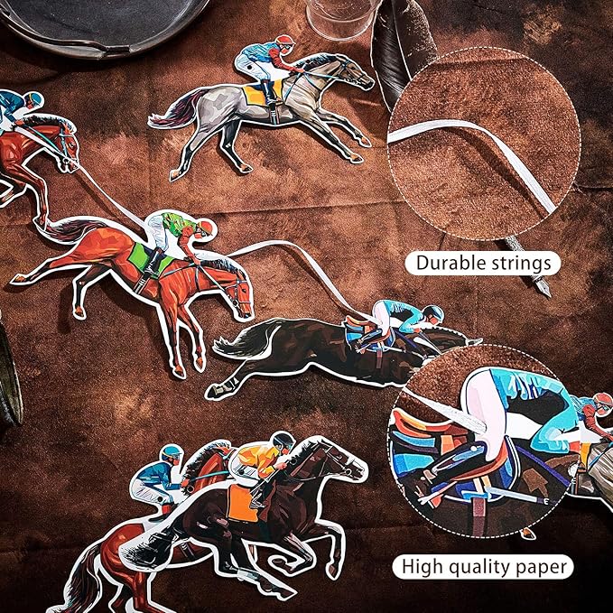Derby Day Decorations Horse Racing Party Banners Party Supplies Horse Racing Garland Streamers Decorations, Pre-assembled