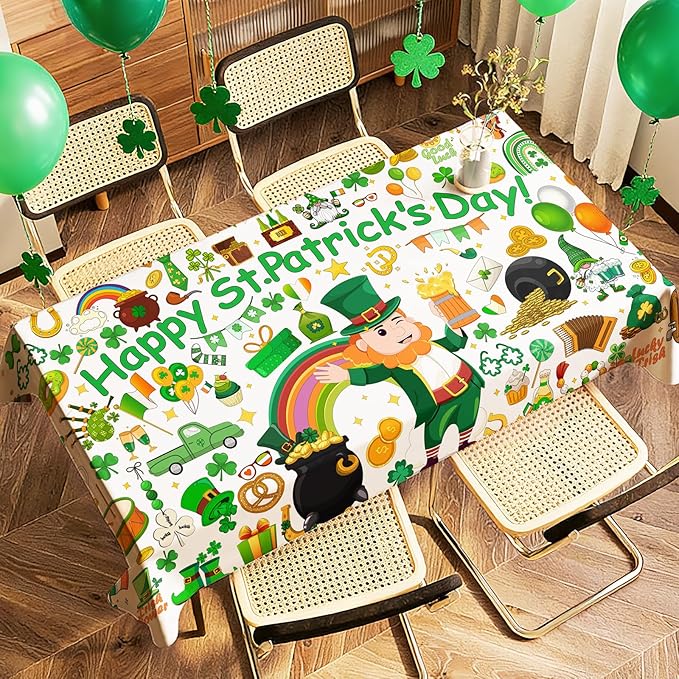 Tbsone St. Patrick’s Day Coloring Tablecloth, 72×30 Inch Paper Table Cover, DIY Poster Craft Activity for Party Decorations