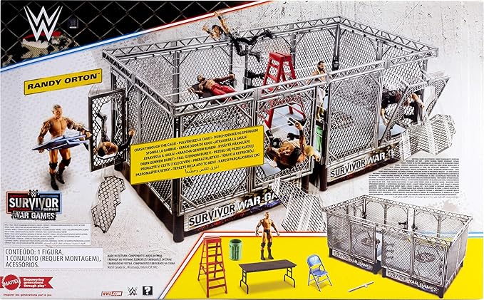 Mattel WWE Survivor War Games Playset with Action Figure, 2 Rings, Cage & 5 Accessories, Includes Randy Orton 6-inch Collectible