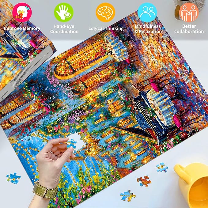 Jigsaw Puzzles for Adults 1000 Pieces, Jigsaw Puzzle 1000 Pieces,Challenging Family Games Gifts，Home Decor Birthday Party Gift Toy for Men Women Elders Seniors, 1:1 Poster-Romantic Piano