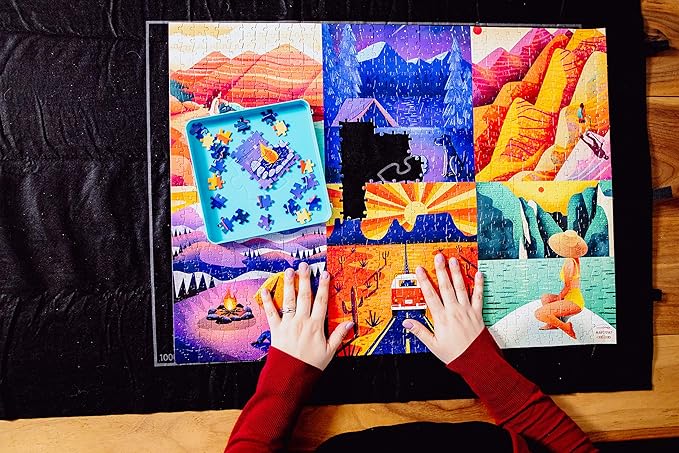 Buffalo Games - Roll-Up Puzzle Mat - Puzzle Saver and Assembly Accessory - Felt Mat - Fits up to 1500 Piece Puzzle - Black