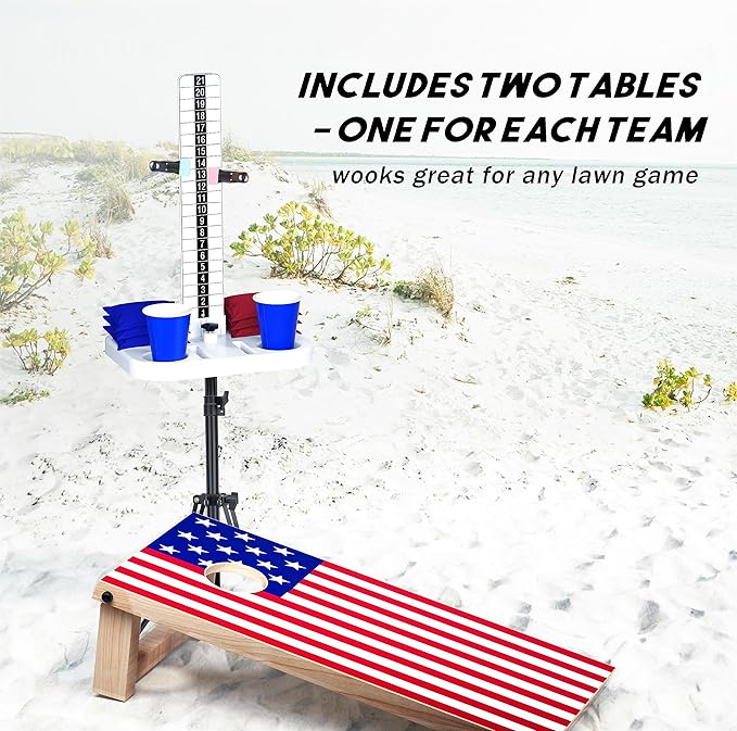 Teamaze Cornhole Scoreboard 4 Sets Cornhole Score Keeper with Dri-nk Holder Corn Hole Game Accessories for Outside, Yard Game