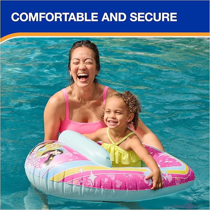 Swimways Barbie Inflatable Water Boat Vehicle, Inflatable Pool Floats and Kids Pool Toys, Barbie Pool Party Supplies for Kids Aged 3 & Up