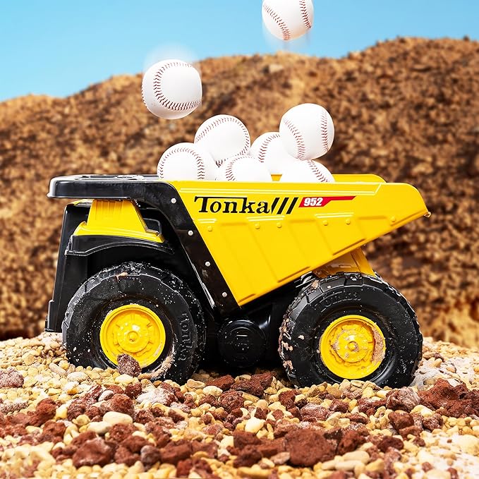 Tonka Steel Classics Toughest Mighty Dump Truck - Made with Steel & Sturdy Plastic, Large Yellow Toy Construction Truck, Boys and Girls, Kids, Toddlers, Ages 3+