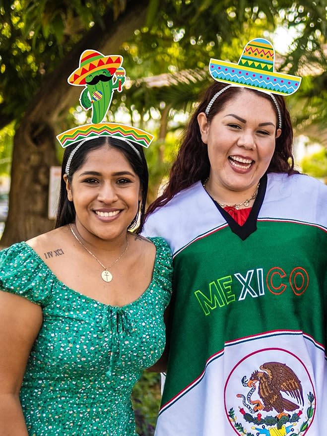 Melisheer Sombrero Party Hats, Mexican Sombrero Headbands, Colorful Cardboard Cinco De Mayo Headpieces, Fiesta Head Toppers