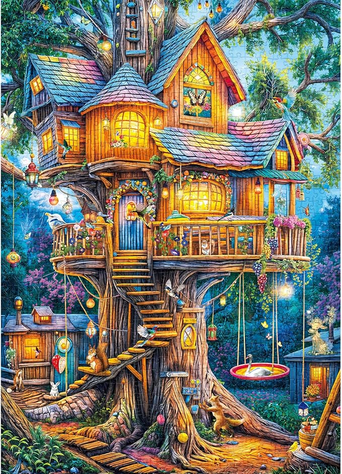 Jigsaw Puzzles for Adults 1000 Pieces, Interlock Perfectly Letter on Back No Dust, Home Decor Birthday Party Gift Toy for Men Women Elders Seniors, 1:1 Poster-Elf Tree