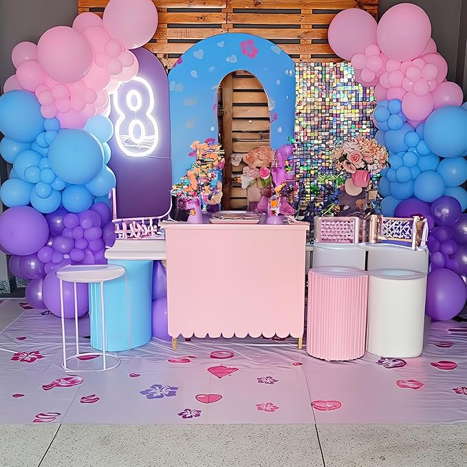 Pink Blue Purple Balloons Arch Kit Iridesent Balloons Clear Balloon Pastel Pearl Pink Purple Lavender Blue Balloon Garland for Girl Gender Reveal Hawaii Birthday Baby Shower Mermaid Party Decor