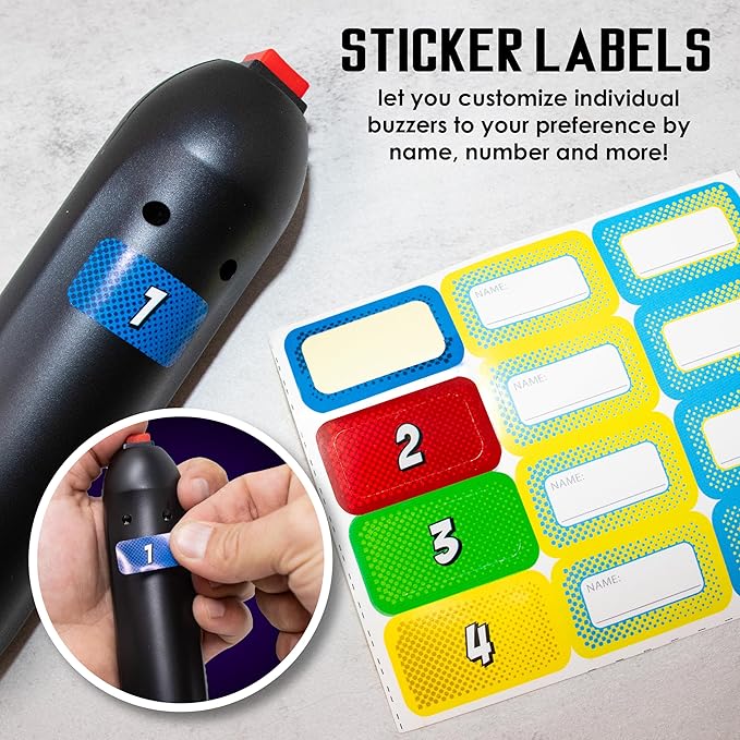 Digital Energy Wireless Handheld Game Buzzer System - Console Displays First Buzz-in - Great for Jeopardy, Family Feud, Trivia and Buzz Games - 8 Joystick Buzzers