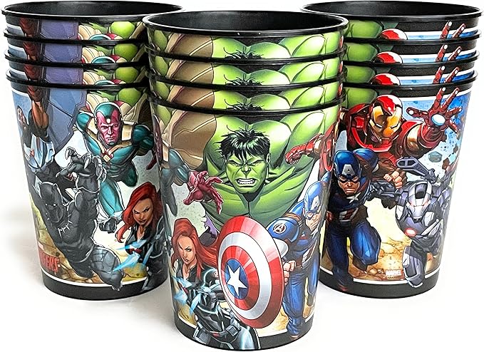 Marvel Avengers Superhero Birthday Party Supplies Set of 12 16oz Plastic Reusable Favor Cups