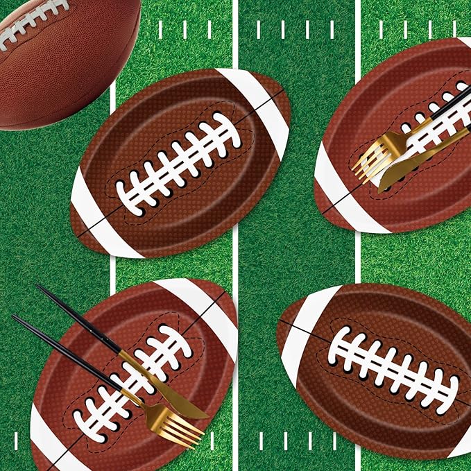 24 Pcs Football Plates - Rugby Shape Design Paper Plate, Disposable Dinner Dessert Paper Plates Tableware Set for Football Party Supplies Birthday Game day Tailgate Party Decorations Table Decor