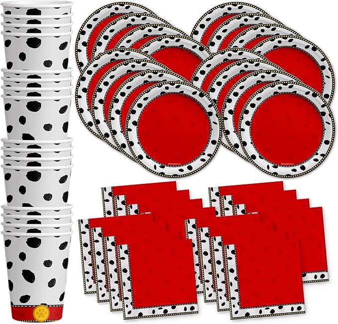 Dalmatians Birthday Party Supplies Set Plates Napkins Cups Tableware Kit for 16